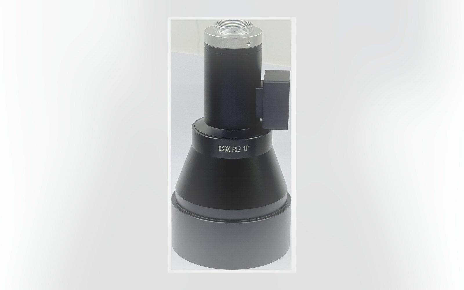Lensmind MH0088 0.23X telecentric lens for 1.1 inch sensors, production card photo
