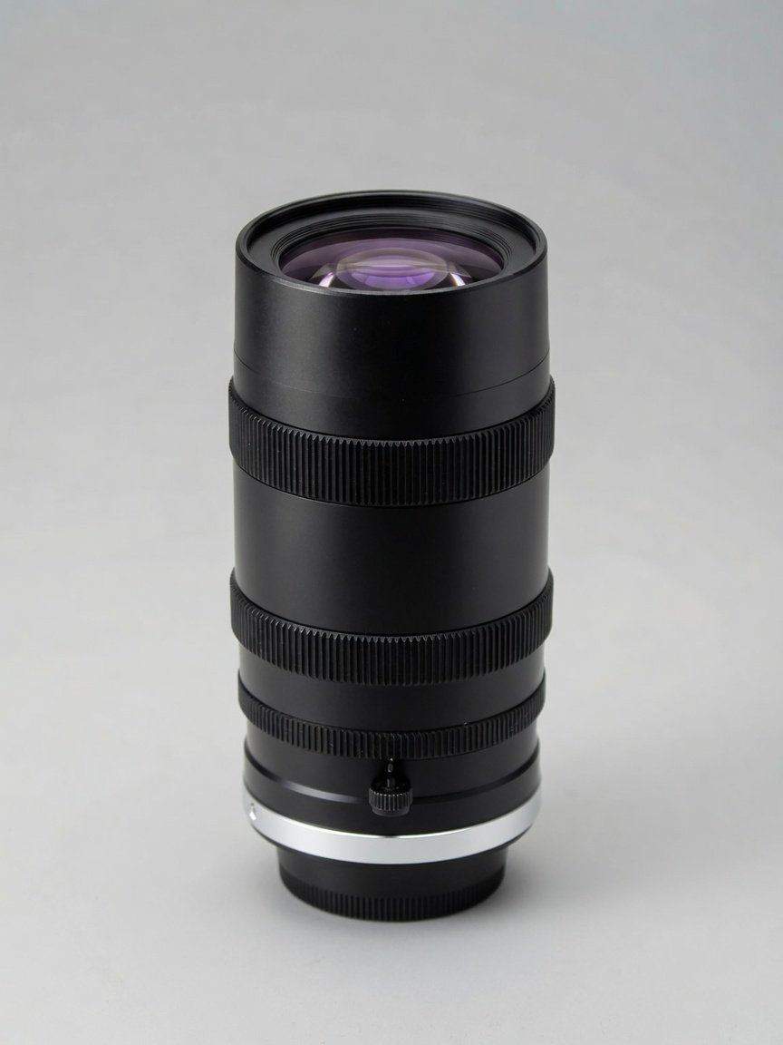Lensmind LMJJ-LS8040A 80 mm F4 line scan lens standing on a studio sweep