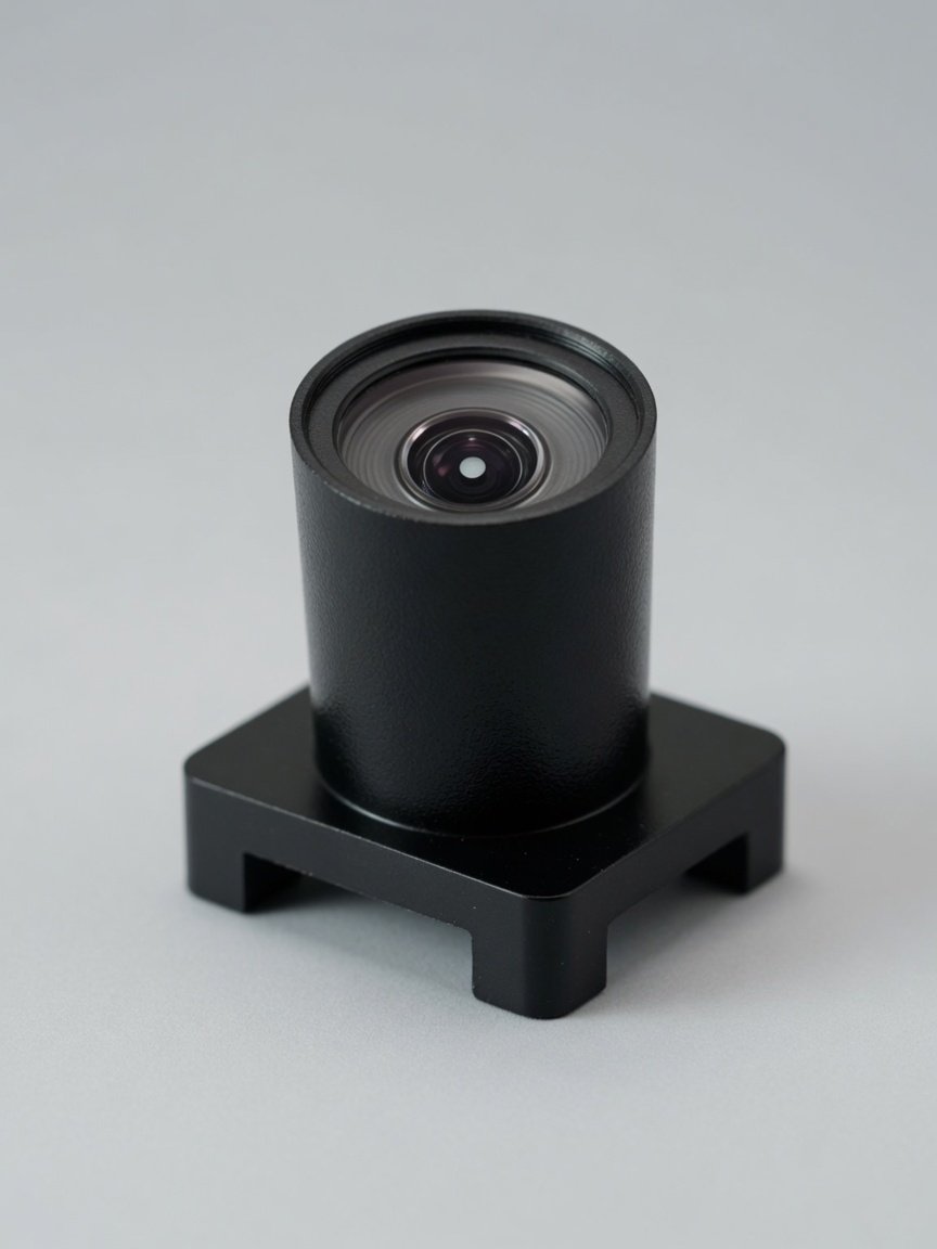 Lensmind LMQX6101A sub-2 mm medical endoscope camera module standing on its mount flange